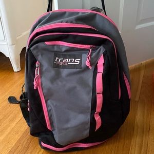 Black and pink Jansport backpack